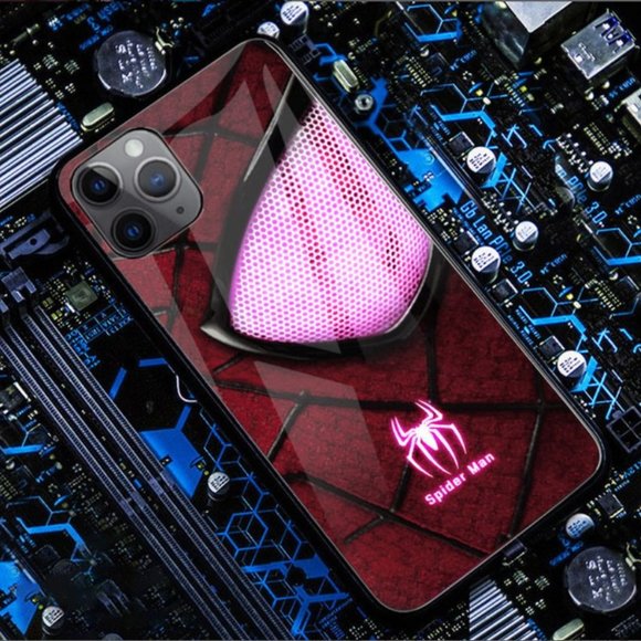 iPhone 13 Series LED Smart Luminous Tempered Glass Case | Spider-Man Design - Picture 1 of 6